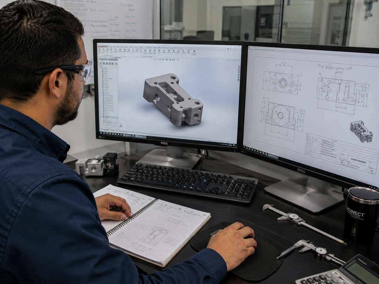 Diseño 3D y planos técnicos de componentes
